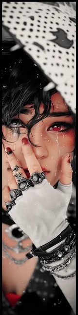Free dark romance bookmark featuring a character with a tear and a red eye